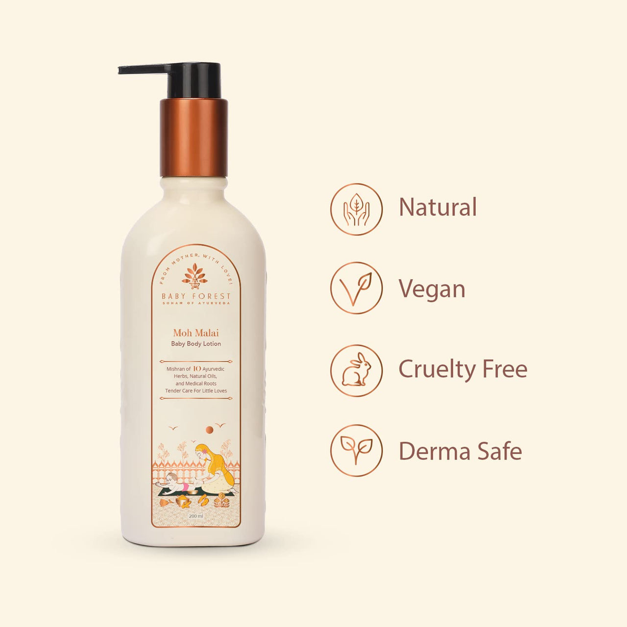 Baby Forest Rich Moisture Nourishing Baby Lotion 200 ml, With Moisturising Cream, Gentle Care for Baby's Soft Skin (Pack of 2)