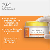 VLCC Clinic Instant De-Tan Face Wash & Mask Combo for Tan Removal | Skin Clarifying De-Tan Face Wash - 150ml with Glycolic Acid & Vitamin C + De-Tan Face Mask - 100g with Glutathione