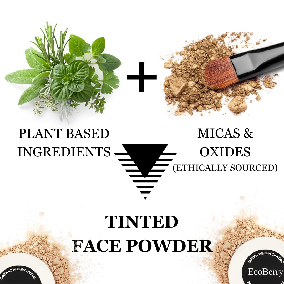 EcoBerry Tinted Face Powder For Everyday No Makeup Look, Talc Free, Hypoallergenic, Sensitive Skin 100% Pure, Organic | Natural | Alcohol Free | Preservative Free | Chemical Free | Vegan,Beige