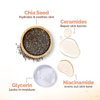 Mamaearth Chia Calming Face Cleanser with Chia Seed & Ceramides for Dry & Sensitive Skin - 180 ml | Gives Hydrated Glow | Co-created with Top Dermats | Non-foaming | Cleanses Gently | Healthy Skin Barrier
