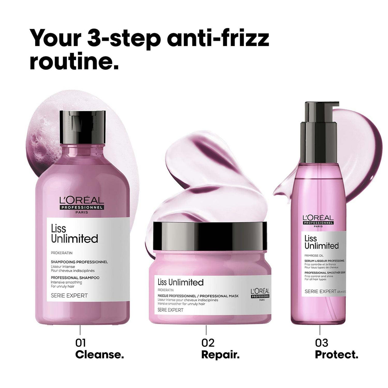 L'Oréal Professionnel Liss Unlimited Shampoo for Frizzy & Unruly Hair - 300ml | Intensive Smoothing Shampoo for Frizz-Control | Enriched with Pro-Keratin & Kukui Nut Oil | Increases Softness & Shine