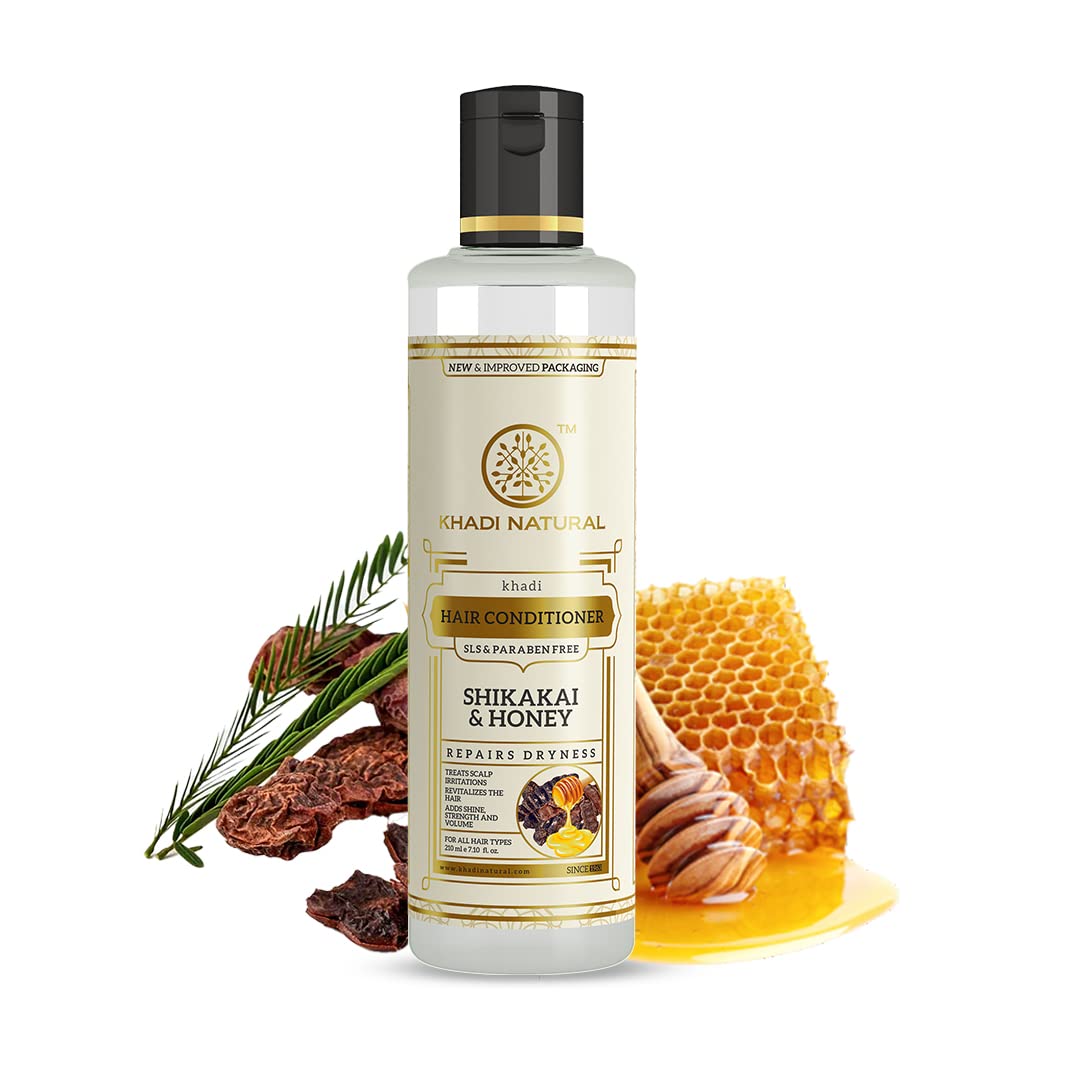 Khadi Natural Shikakai & Honey Herbal Conditioner for Nourishing Dry, Damaged & Dull Hair | SLS & Paraben Free | Suitable for All Hair Types | 210Ml, 1 Count