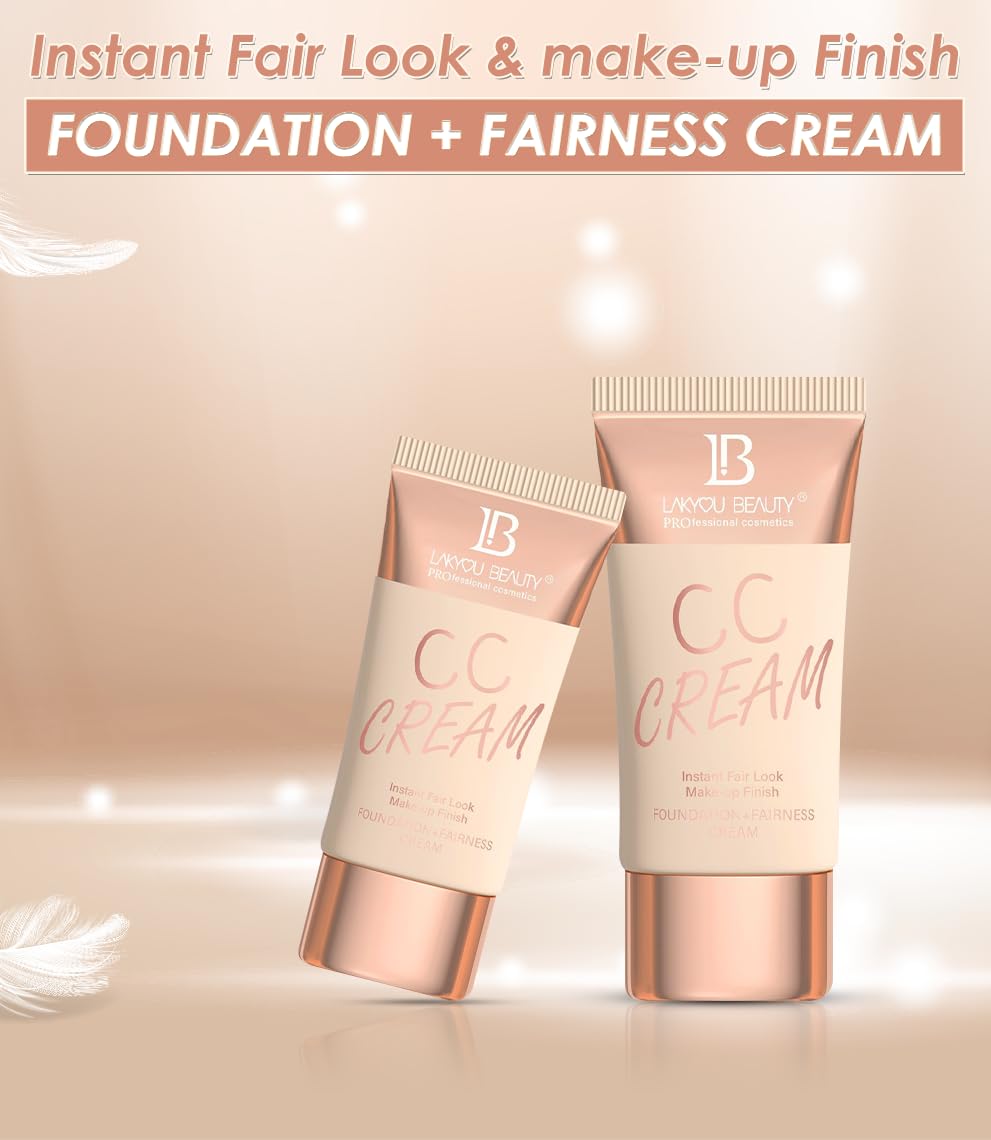 Lakyou Beauty CC Cream | I nstant Fair Look | Makeup Finish | Foundation+Fairness Cream | SPF-15 | Matte Non Oily Feel | Even Skin Tone | Shade-05 (Rich Nude) | 60g