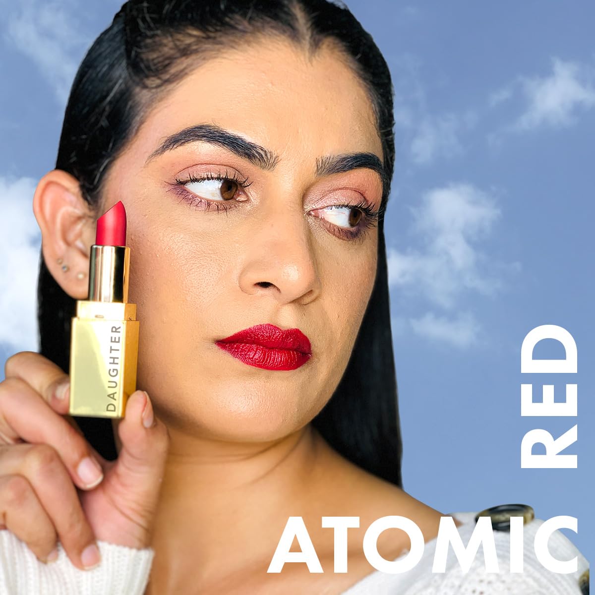 DAUGHTER EARTH Atomic Red Natural Lipstick | Vegan Plant Based Highly Pigmented Lightweight Lip Color | Long Lasting Creamy Velvet Phytonutrient Lip Stick With Vitamin E & Bakuchiol | Natural With UV Protection | 4g