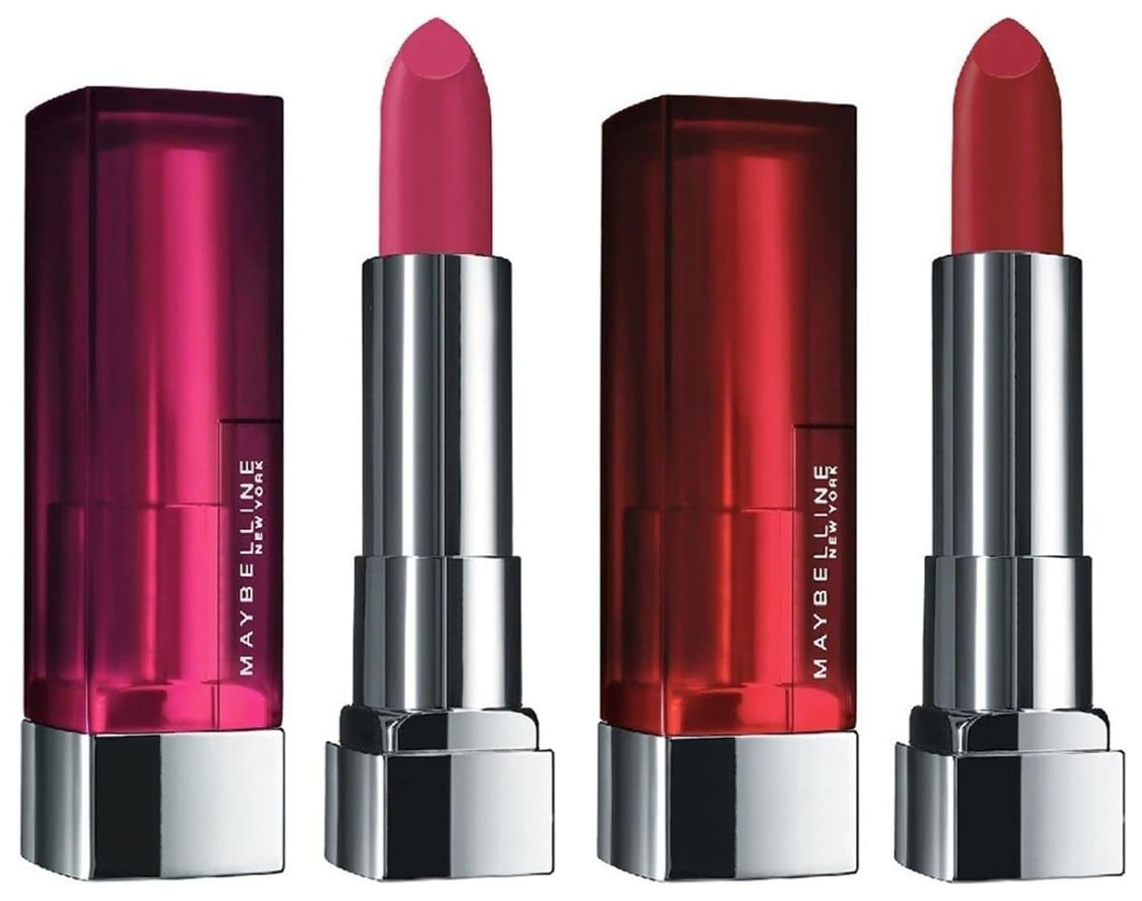 Maybelline New York Color Sensational Creamy Matte Lipstick, 680 Mesmerizing Magenta, 3.9g and Maybelline New York Color Sensational Creamy Matte Lipstick, 691 Rich Ruby, 3.9g