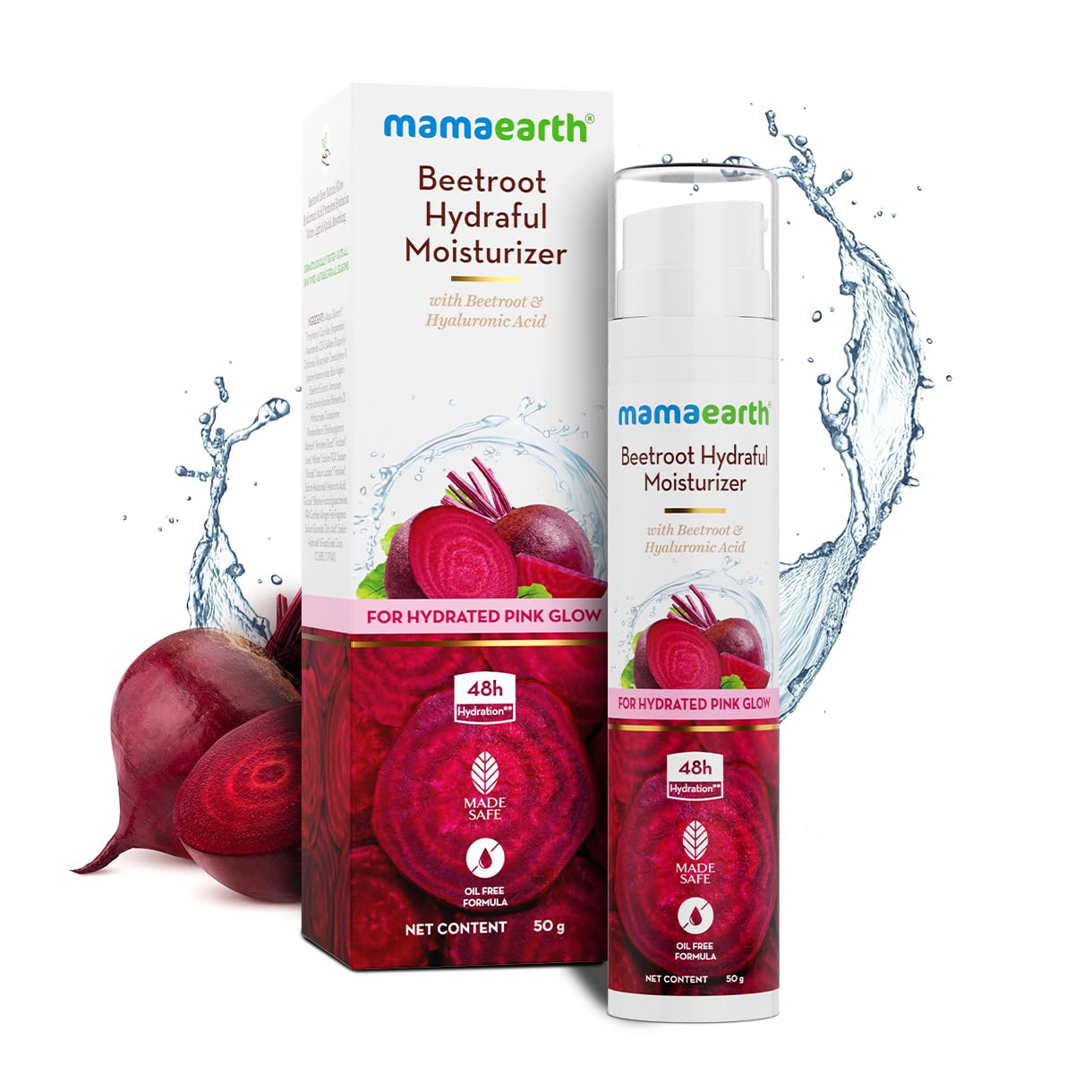 Mamaearth Beetroot Hydraful Moisturizer Lotion With Beetroot&Hyaluronic Acid For Hydrated Pink Glow -50 Ml|48 Hr Hydration|Oil Free Formula|Lightweight&Non-Greasy|Instantly Absorbs|For All Skin Types