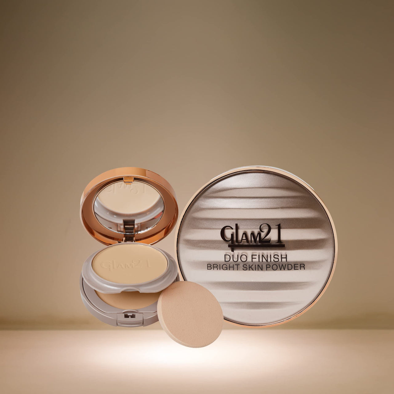Glam21 Duo Finish, 2-in-1 Compact Powder (CP8001)| Smooth Satin Texture | Long-lasting Mate Finish| All Skin Type | Honey-03