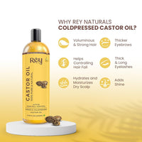 Rey Naturals Rosemary Essential Oil & Cold Pressed Castor Oil (Arandi Tel) | Rosemary Oil & Extra Virgin Hair Oil Combo For Hair Growth & Scalp | Hair Oil For Men & Women - (200ml+15ml)