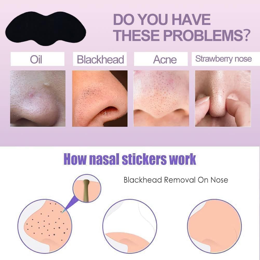 Luxenwell Deep Purifying Nose Strips for Women & Men | Enriched with Bamboo Charcoal | For Instant And Painless Blackheads And Whiteheads Removal (Pack of 20)