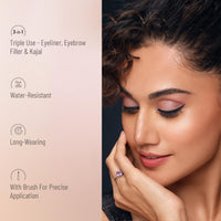 Swiss Beauty Waterproof Eyebrow & Gel Eyeliner 2 In 1 With Brush | Smudge Proof Gel Eyeliner And Eyebrow Definer Pencil | Shade- 01 Black, 7G