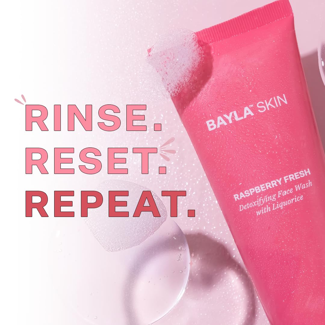 Raspberry Face Wash by Bayla Skin - Deep Cleanse & Hydrate with Hyaluronic Acid, Liquorice Extract, Suitable for All Skin Types, 100ml