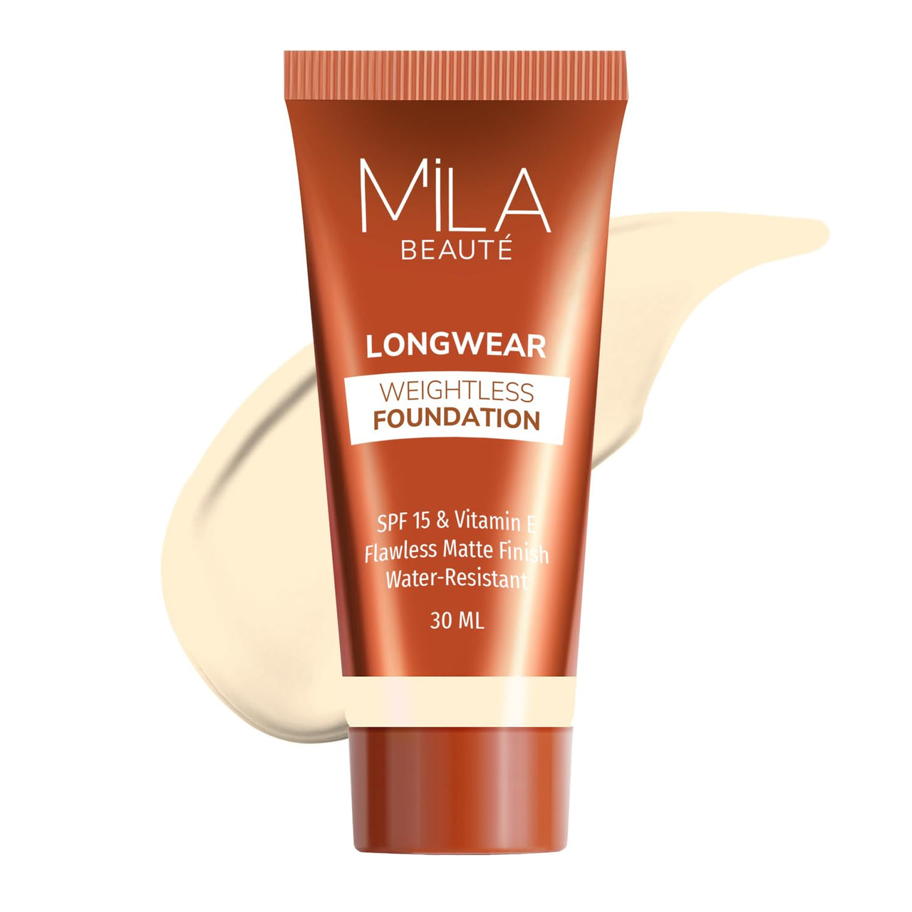 Mila Beauté Longwear Weightless Foundation | Matt Finish With SPF 15 and Vitamin E | Water Resistant Buildable Formula & Super Light | Liquid Foundation | Shade - (101 Classic Ivory, 30ml)