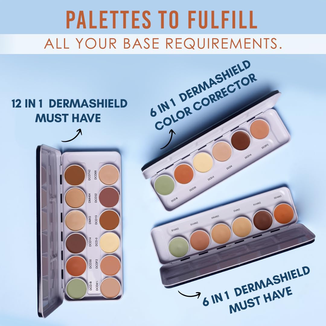 C2P Pro Dermashield Must Have 12-in-1 Concealer Color Corrector Palette | Cream-Based Foundation & Contour | Neutralizes Redness, Dark Circles & Blemishes | High Coverage, Ideal for Oily Skin | 42g