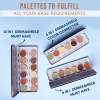 C2P Pro Dermashield Must Have 12-in-1 Concealer Color Corrector Palette | Cream-Based Foundation & Contour | Neutralizes Redness, Dark Circles & Blemishes | High Coverage, Ideal for Oily Skin | 42g