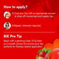 BiE Berry Pop Hydrating Lip Balm with Vitamin E, Jojoba Oil & Squalane | Smoothens, Plumps & Depigments | Tinted Strawberry Lip balm | 5g