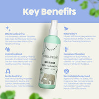O’Mumsie- No Rinse Body Cleanser- Organic Micellar Cleansing Water for Babies with Goodness of Aloe Vera & Papaya Extract - Fragrance Free, Vegan - 250 ml