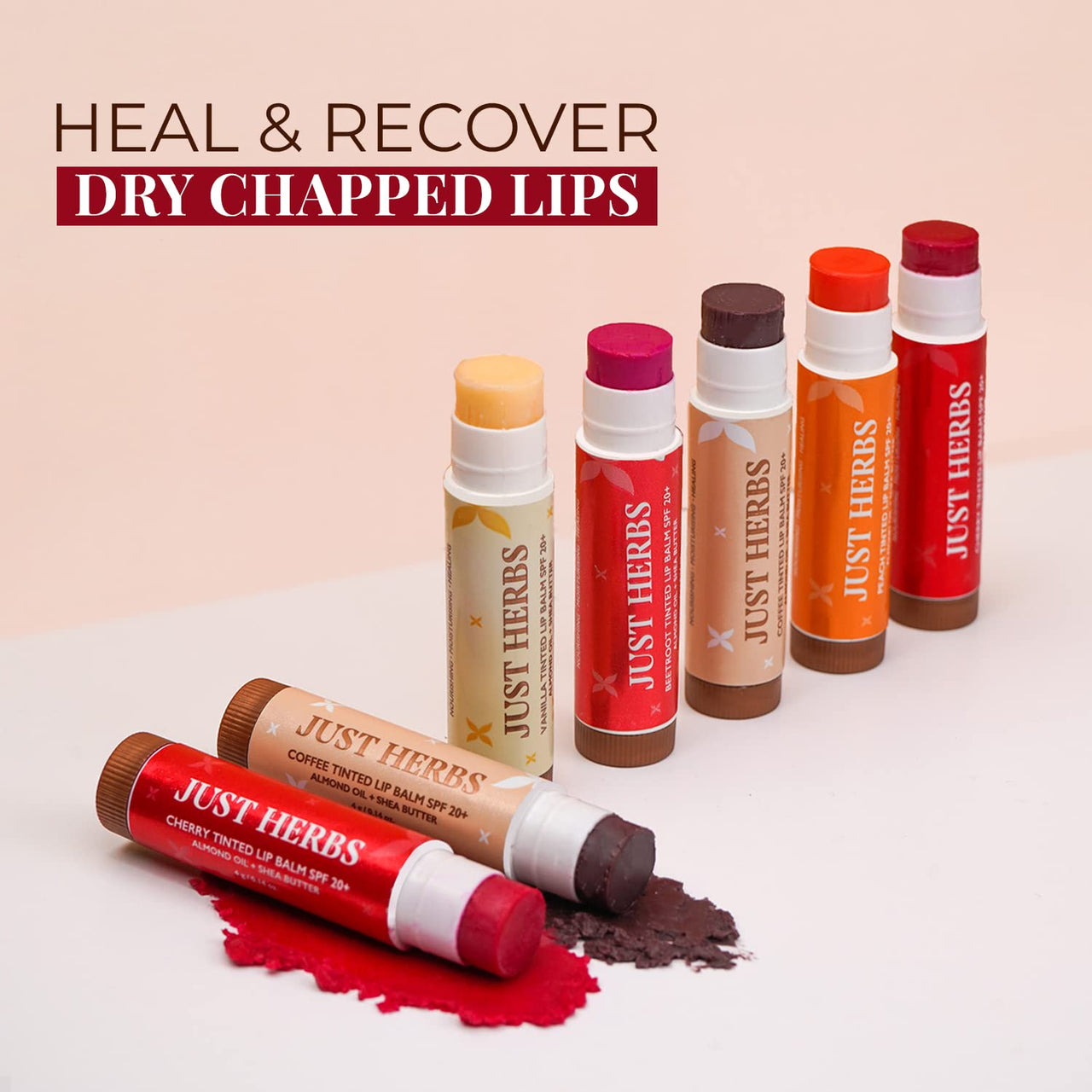 Just Herbs Tinted Lip Balm for Men and Women with SPF 20+ for Dark Lips to Lighten 4 g (Coffee)