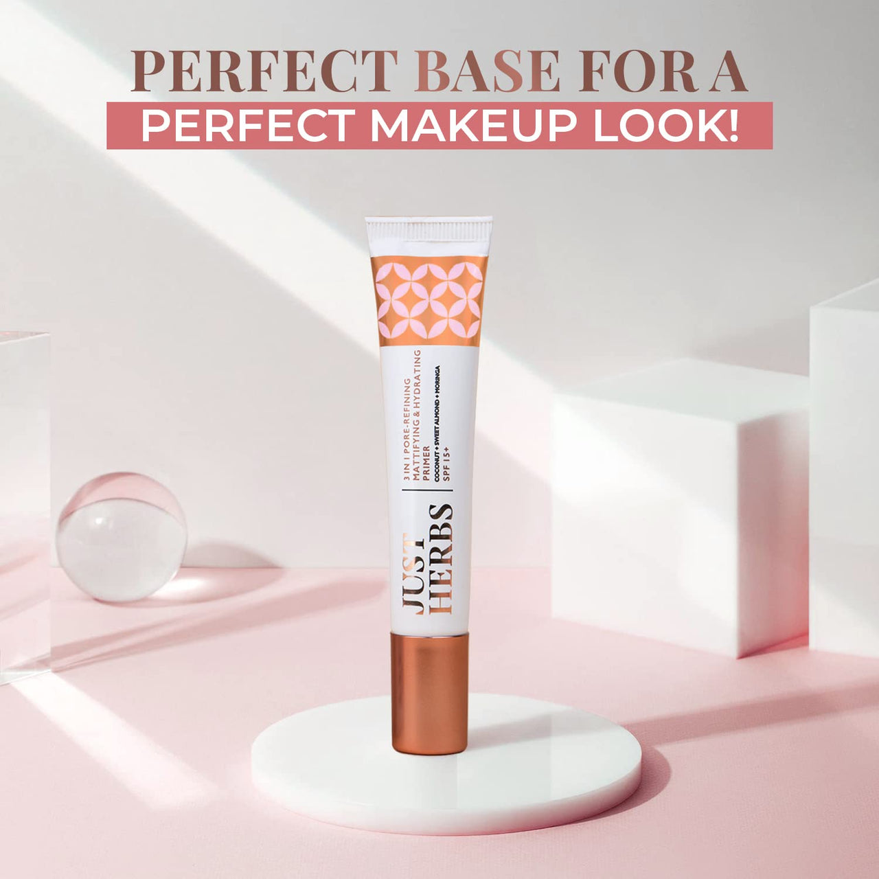 Just Herbs 3 in 1 Pore-Refining,Minimizer Mattifying & Hydrating Primer for Face Makeup Normal Oily,Dry and Combination Skin Types 20g