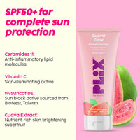 The Plant Fix Plix Spf 50+ Guava Glow Sunscreen-50G & 10% Vitamin C Guava Face Serum-20Ml Combo, For Uv A, Uv B Protection & Skin With Ceramides, Vitamin C & Hyaluronic Acid & Pentavitin, All