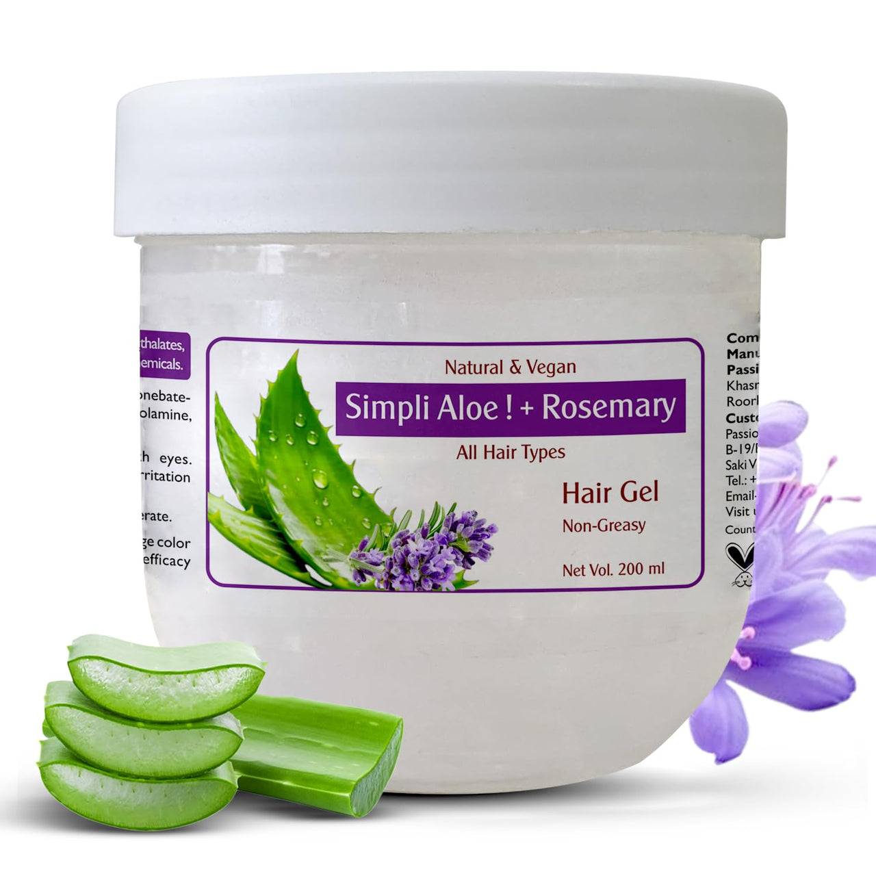 Passion Indulge Simpli Aloe+ Rosemary Hair Gel 200ml | Infused with Aloe Vera & Rosemary Oil for Stronger, Healthier Hair | All Hair Types