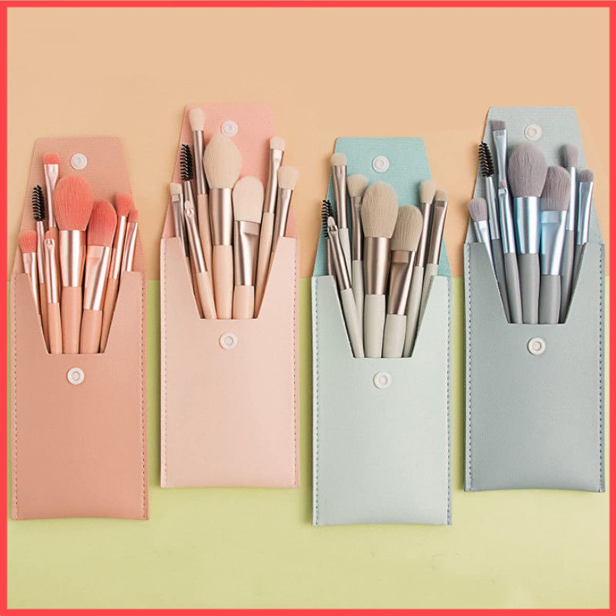 URBANMAC Makeup Brush Set 8PCS Mini With Storage (Blue Gray)