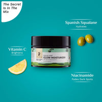Pilgrim Squalane Niacinamide & Vitamin C Glow Moisturizer for face | Moisturizer for dry skin hydration | Face moisturizer with vitamin c for glowing skin | Non-greasy | For Women and Men I 50 gm