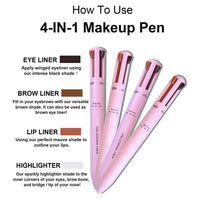 EBIZ HIVE 4in1 Makeup Pen Eye Liner Lip Liner Highlighter Eyebrow Liner All in One Makeup Pencil Waterproof Lip Color Magic Color Changing Lipstick Makeup Beauty Tool For Women For Travel.