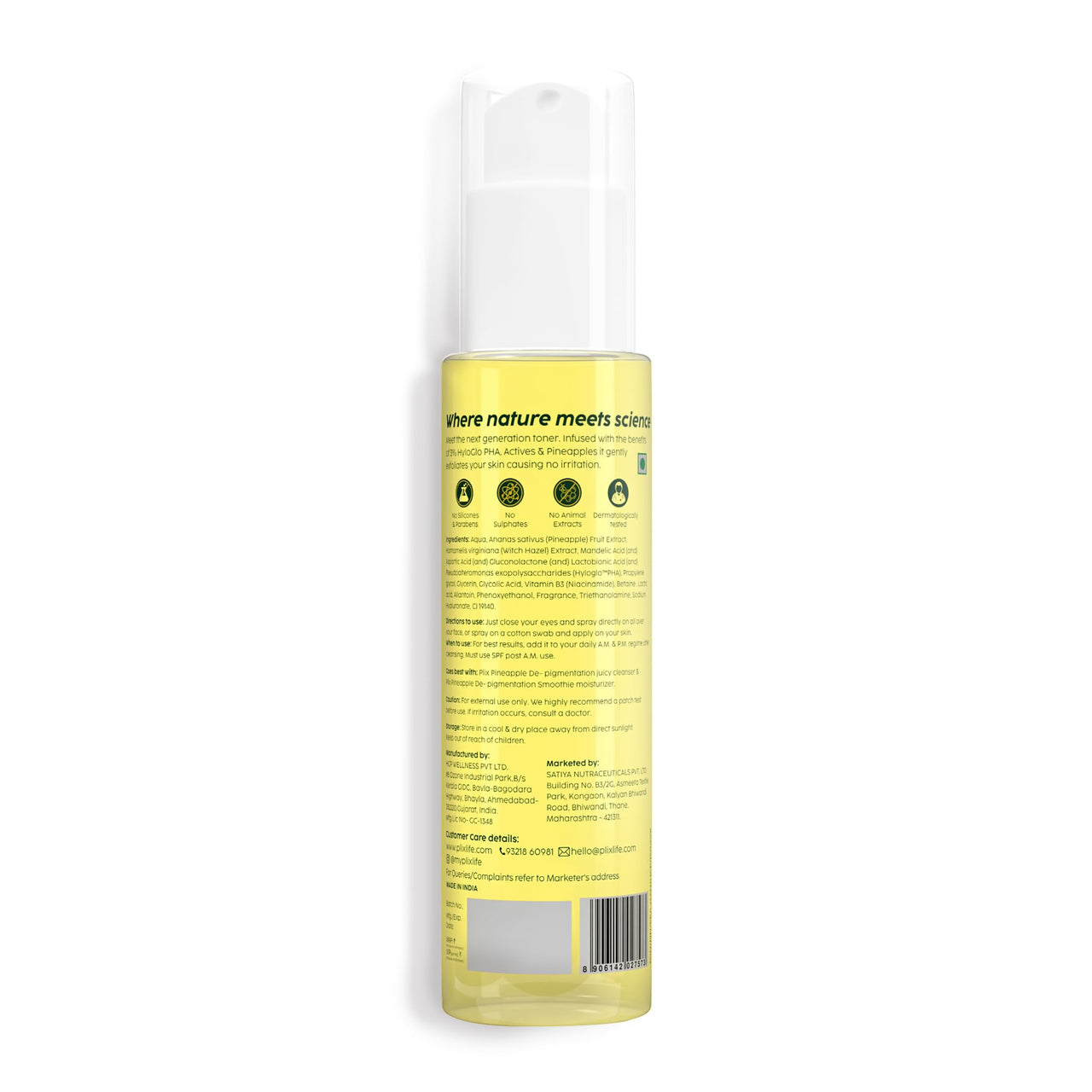 PLIX - THE PLANT FIX Pineapple PHA 3% Alcohol Free Face Toner (150ml) | Pore Tightening & Mild Exfoliation for Oily, Acne Prone, Sensitive & Normal Skin | Hydrating Face Toner for Glowing Skin