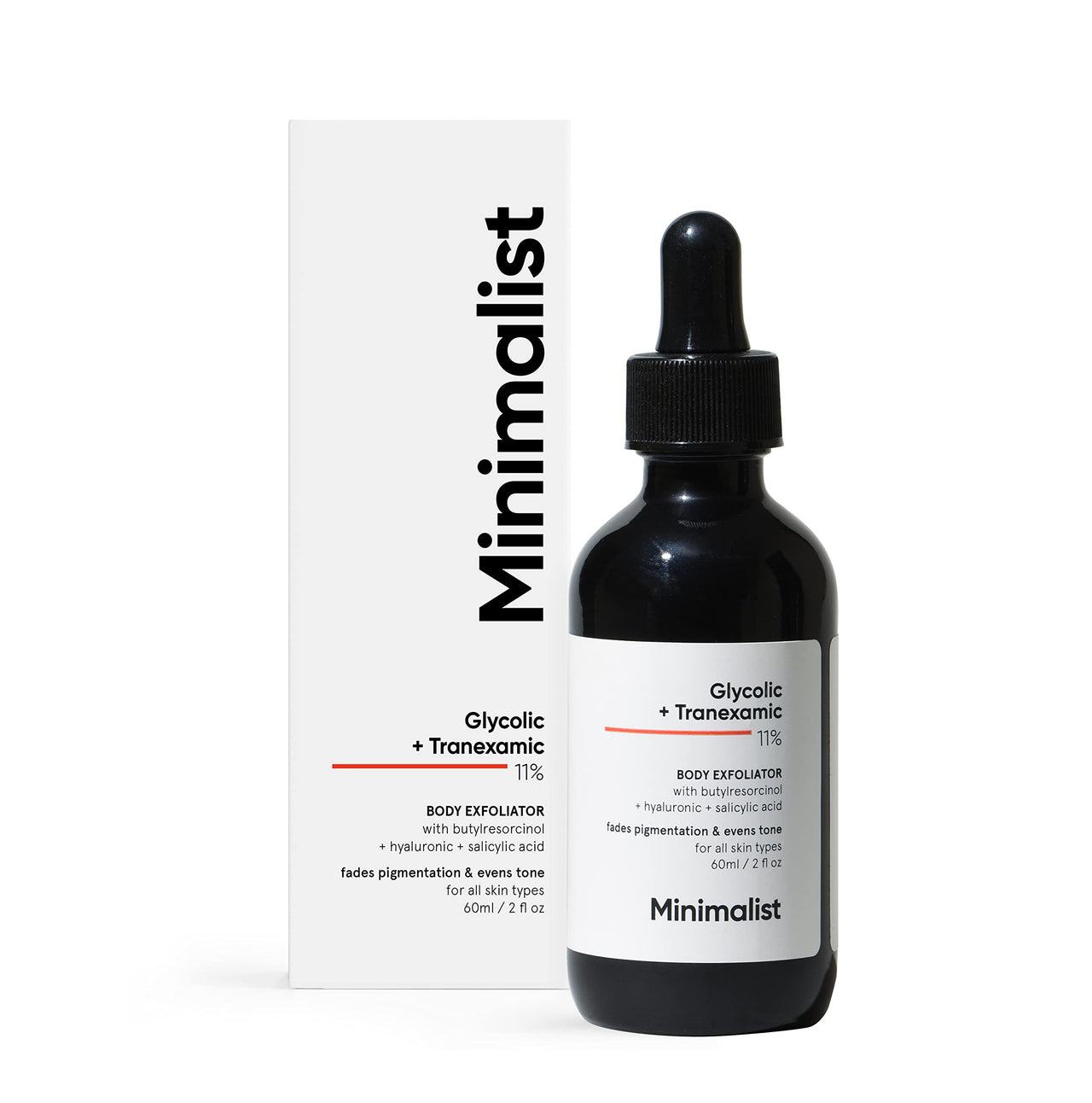 Minimalist 11% Glycolic acid & Tranexamic acid, AHA BHA Body Exfoliator | Gently Exfoliates Body | Brightens & Smoothens Skin | Reduces Back Acne & Keratosis Pillaris | For Men & Women | 60 ml