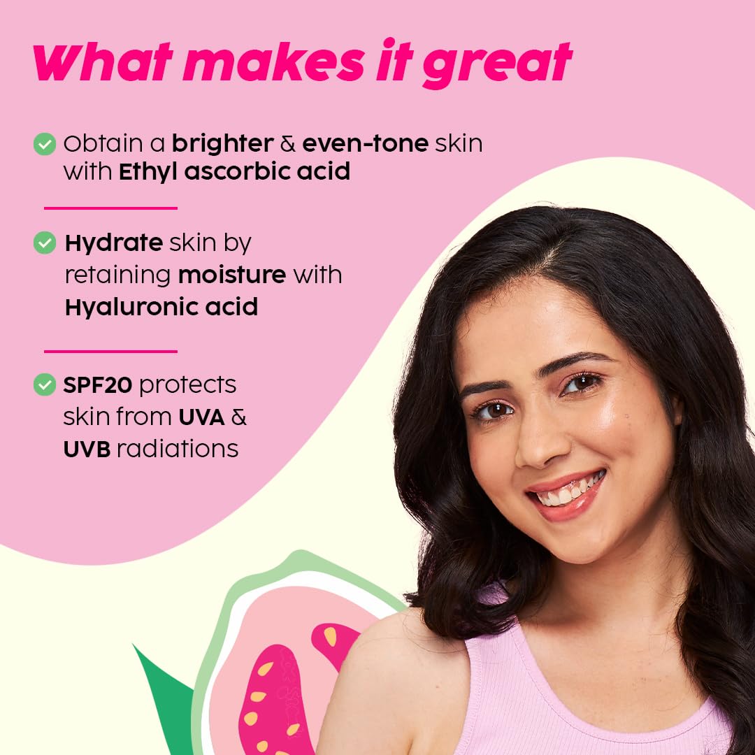 PLIX - THE PLANT FIX Guava Glow Smoothie Moisturizer For Brighter Skin (50g) | With Vitamin C & ALA | Face Cream For Even-tone Skin, Promotes Hydration | For Men & Women