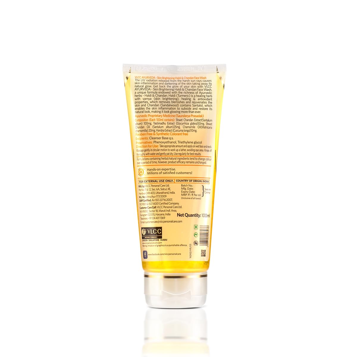 VLCC Ayurveda Skin Brightening Haldi & Chandan Face Wash - 100ml X 2 - For Skin Brightening | Paraben & Colorant Free | Chamomile Oil, Yastimadhu & Haridra Extract