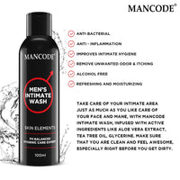Mancode Intimate Wash For Men - 100ml with Tea Tree Essential Oil Ayurvedic & Natural Personal Intimate Hygiene Prevents Itching Irritation & Dryness Caused By Sweating Ball Wash for Men