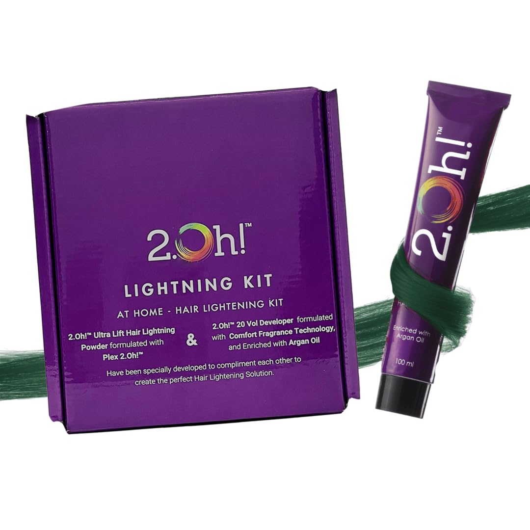 2.Oh! Italian- Emerald Green Hair Color DIY Kit | Semi Permanent Hair Color + Hair Bleach for Hair Color | Hair Highlights for Women & Men | Hair Bleach with Plex & Argan oil| Lightening Kit