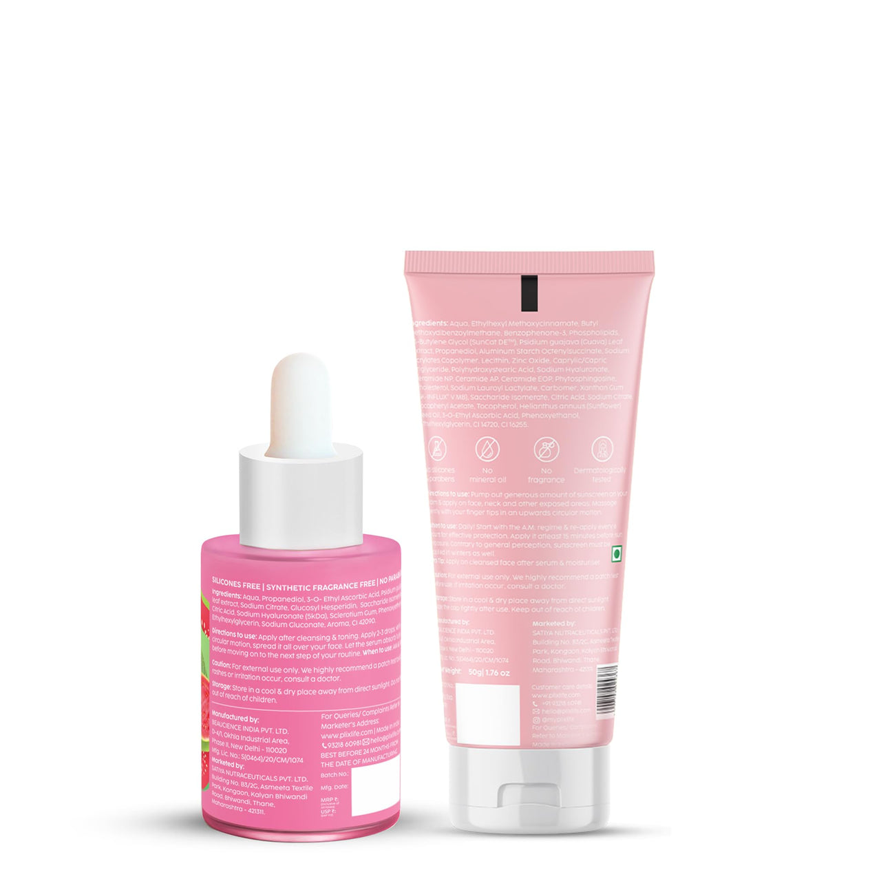 The Plant Fix Plix Spf 50+ Guava Glow Sunscreen-50G & 10% Vitamin C Guava Face Serum-20Ml Combo, For Uv A, Uv B Protection & Skin With Ceramides, Vitamin C & Hyaluronic Acid & Pentavitin, All