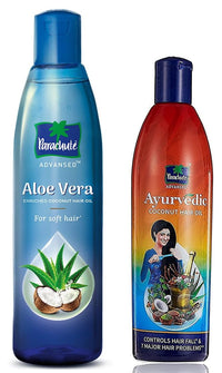 Parachute Advansed Aloe Vera,Enriched Coconut Hair Oil,For Soft & Strong Hair, 400 ml & Parachute Advansed Ayurvedic Coconut Hair Oil, Hair Oil, Controls Hairfall and 7 Major Hair Problems,300 ml