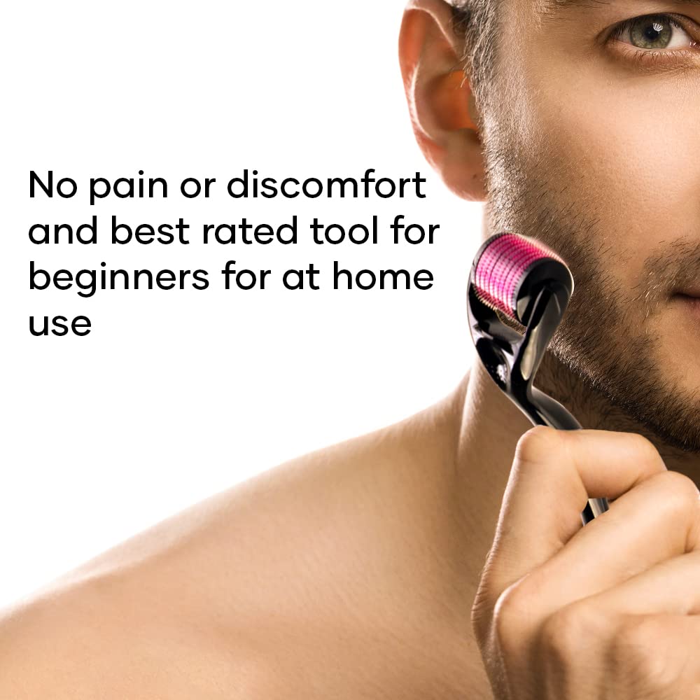 mars by GHC 0.5mm Derma Roller: 540 Titanium Micro Needles for Hair Growth & Beard Care | Minimize Hair Fall, Boost Follicle Stimulation | User-Friendly, Safe & Effective (Pack Of 2)