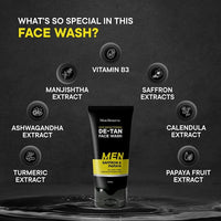 Men Deserve Skin Brightening Face Wash for Men | De-TAN Face Wash for Men with Saffron and Papaya | Sulphate and Paraben Free
