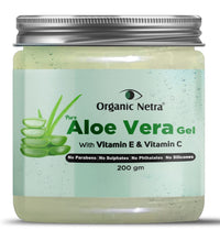Organic Netra Pure Aloe Vera Gel- 200 Gm and Organic Netra 100% Pure Plant Based Vitamin E Oil For Radiant, Moisturized Youthful Skin -30 ml.