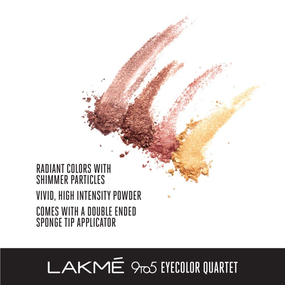 Lakmé Eyeconic Lash Curling Mascara, Black, 9Ml And Lakmé 9 To 5 Eye Color Quartet Eye Shadow, Desert Rose, 7G