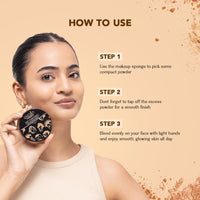 Lovechild Masaba 4-In-1 Mattifying Compact - Perfect All Skin Matte Coverage, Moisturizer, Primer & Skin Repair, With Macadamia Oil & Vitamin E, Easy Expresso (Deep) - 9G