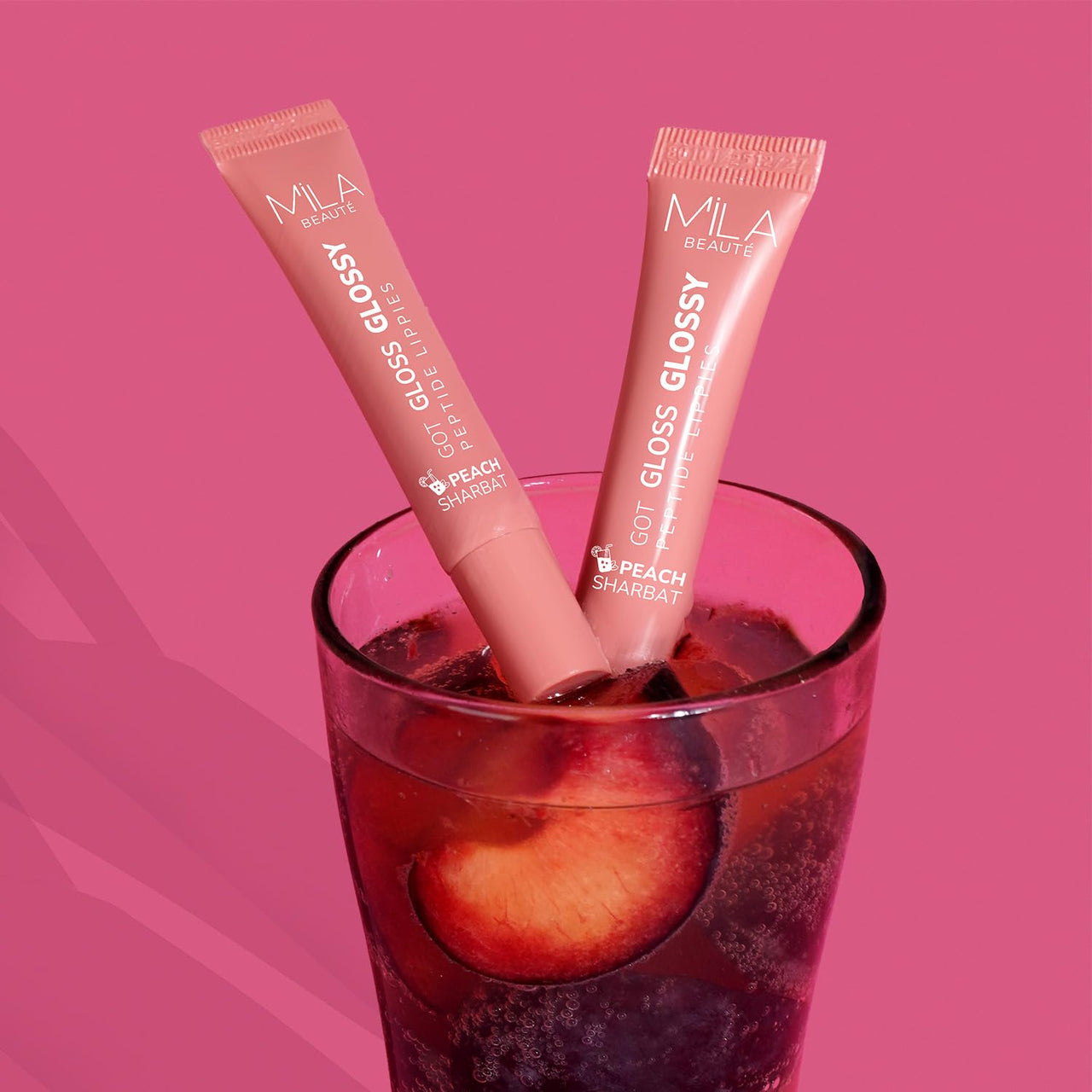 Mila Beauté Peptide Lip Gloss Balm I With SPF & Hyaluronic Acid I Plump & Fuller Lips I Hydrating & Shiny Lip Balm Non Sticky I Highly Pigmented I Soft & Nourished Lips - Peach Sharbat