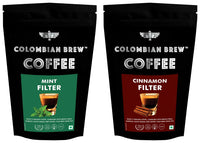 Colombian Brew Cinnamon Filter Coffee Powder, Arabica Roast & Ground, 250g & Colombian Brew Mint Filter Coffee Powder, Arabica Roast & Ground, 250g