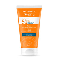 Avene Sunscreen SPF50+ Fluid 50 ml l I UVA, UVB and Blue Light Protection I Very High Protection I Water Resistant, No White Cast I Fast Absorption I Lightweight I Fragrance Free I Noncomedogenic