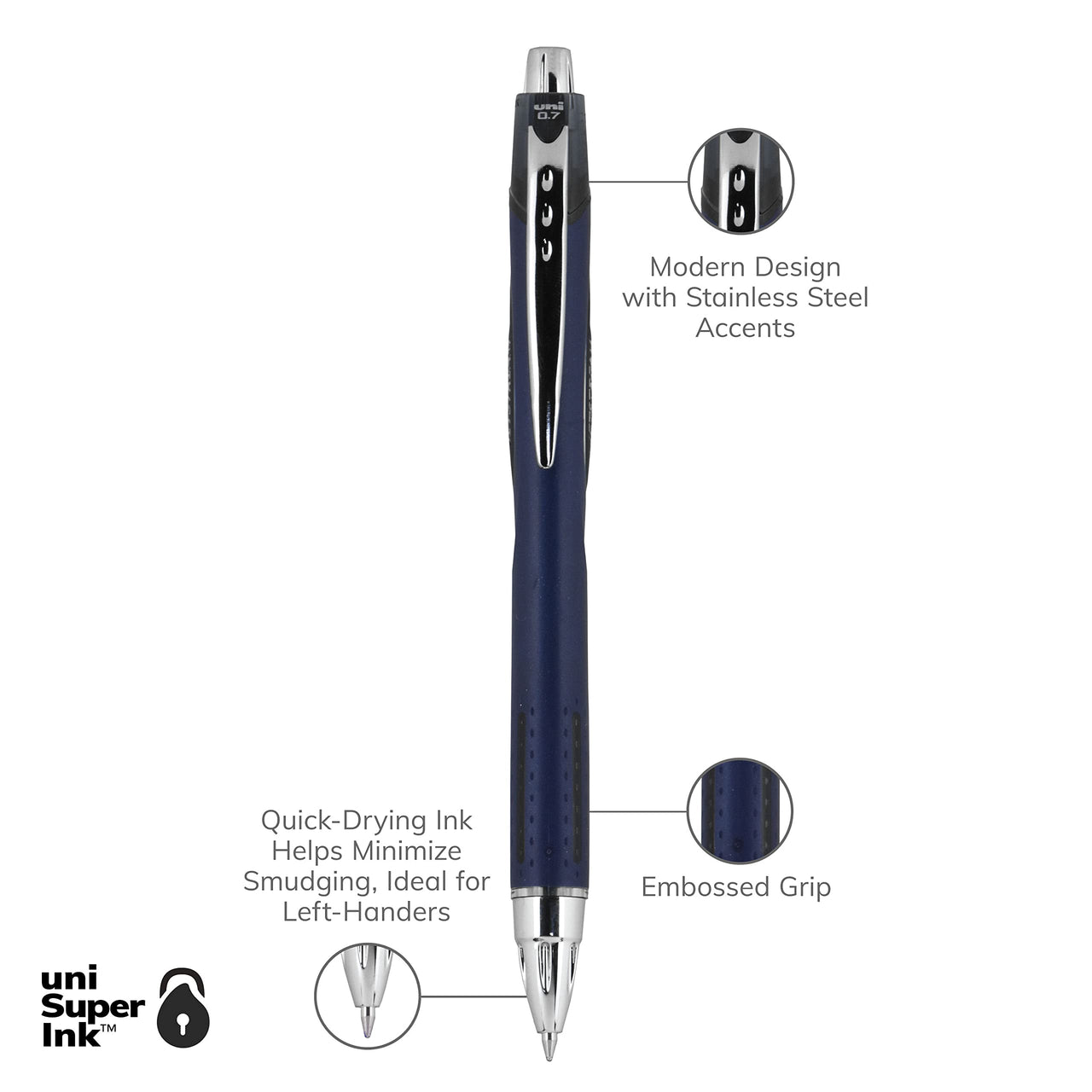 Uni-Ball Jetstream RT 12 Pack, 0.7mm - Black Ballpoint Pens - Wirecutter Best Pen, School Pens, Ink Pens | Ballpoint Pen, Colored Pens, Fine Point, School Supplies Bulk Black