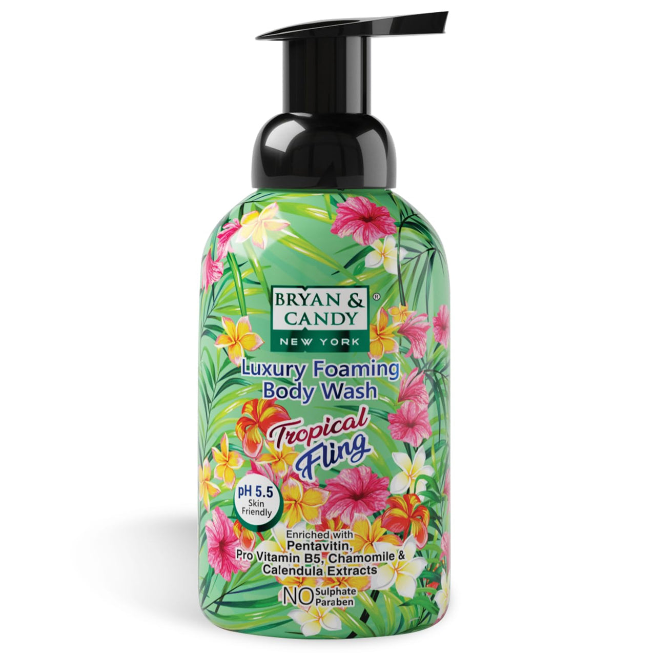Bryan & Candy Luxury Foaming Body Wash with Pentavitin, Pro Vit B5, Argan Oil, Skin Friendly pH 5.5, All Skin Types, 400 Ml (Tropical Fling)