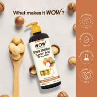 WOW Skin Science Shea Butter With Lactic Acid Body Lotion | Hydrates Very Dry Skin | Long Lasting 48 hrs Moisturization | Smoothens Rough, Flaky Skin | Calms Itchy Skin - 400ml