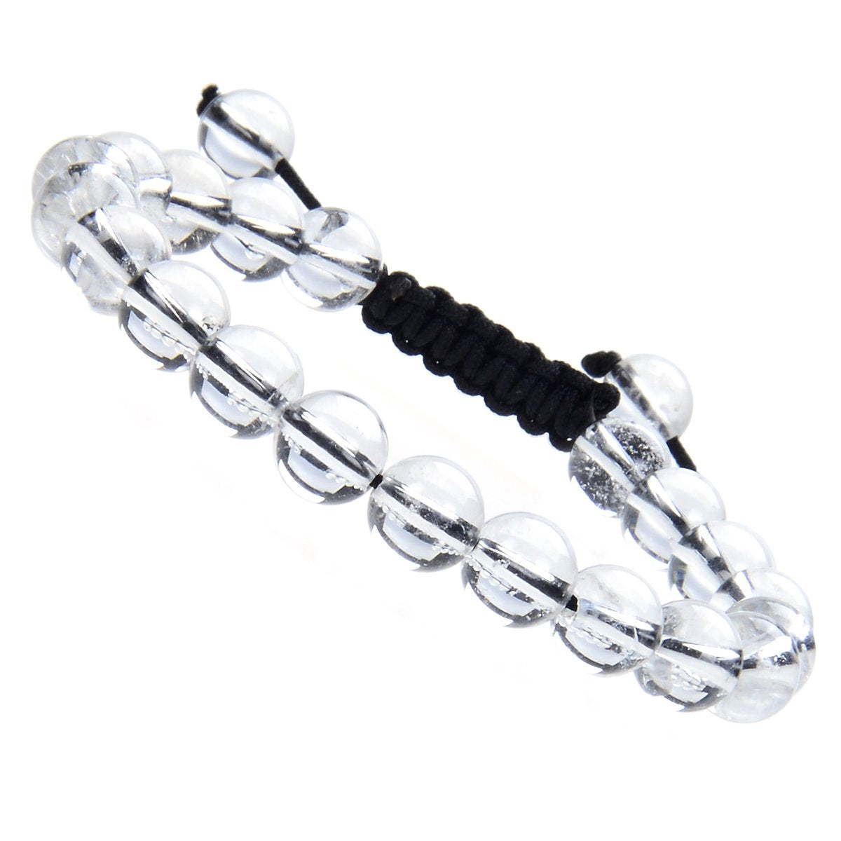 Massive Beads Natural Healing Power Gemstone Crystal Beads Unisex Adjustable Macrame Bracelets 8mm Clear Crystal