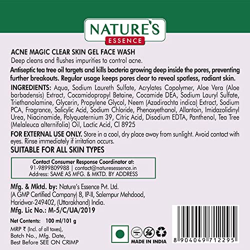 NATURES ESSENCE Acne Magic Clear Skin Gel Face Wash, 100 Ml
