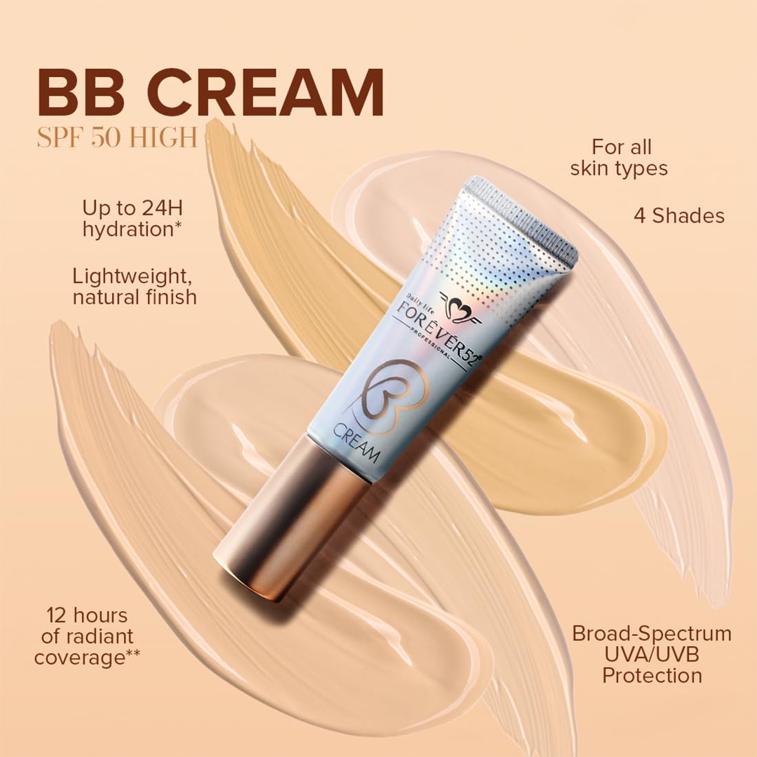 Daily Life Forever52 SPF50 BB Cream | 24Hours Long-lasting High Coverage | Enriched with Hyalorinic Acid, 2% Niacinamide (Cool dark-002)