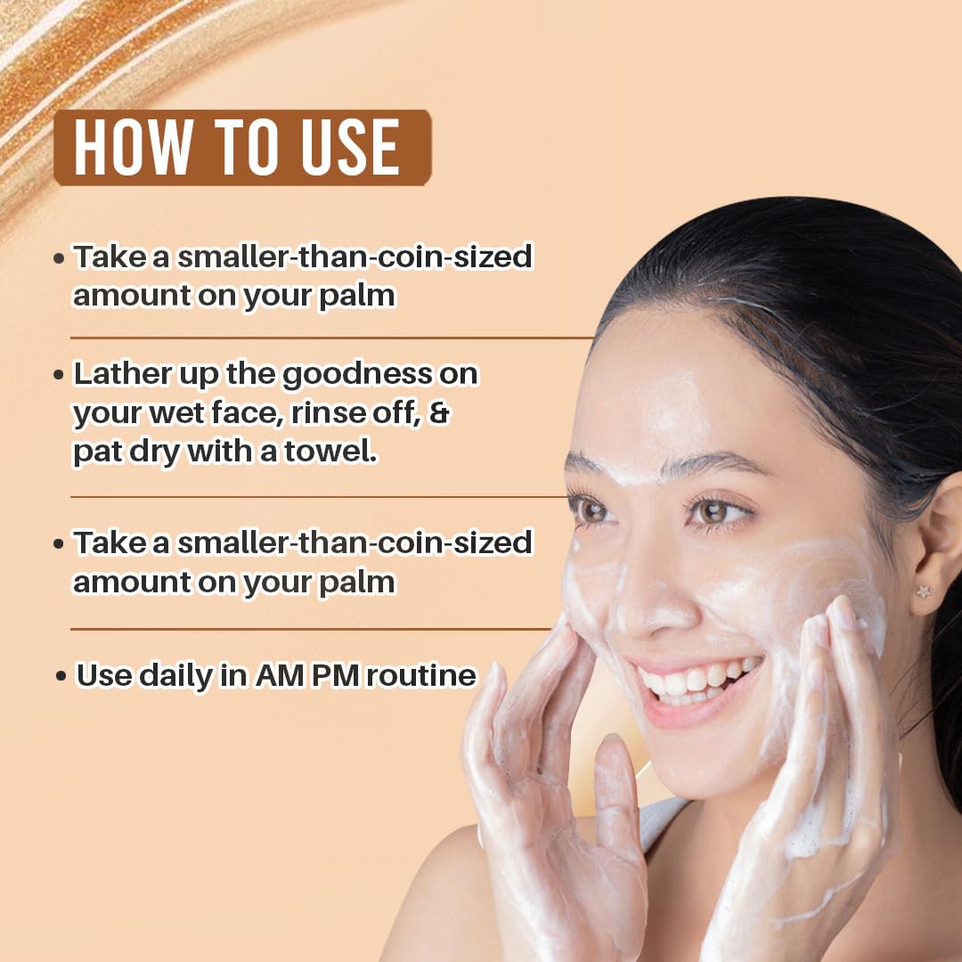 Glamveda Glutathione 24k Gold Face Wash Lightens skin tone | Enhances Natural Radiance, Glow Booster | For All Skin Types | SLS & Paraben Free 100 ml